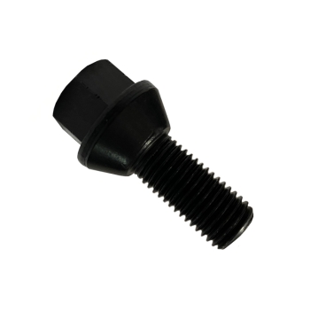 Czarna śruba M12 x 1,5 x 28 mm klucz 17 stożek Ocynk