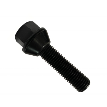 Czarna śruba M12 x 1,25 x 40 mm klucz 17 stożek Ocynk